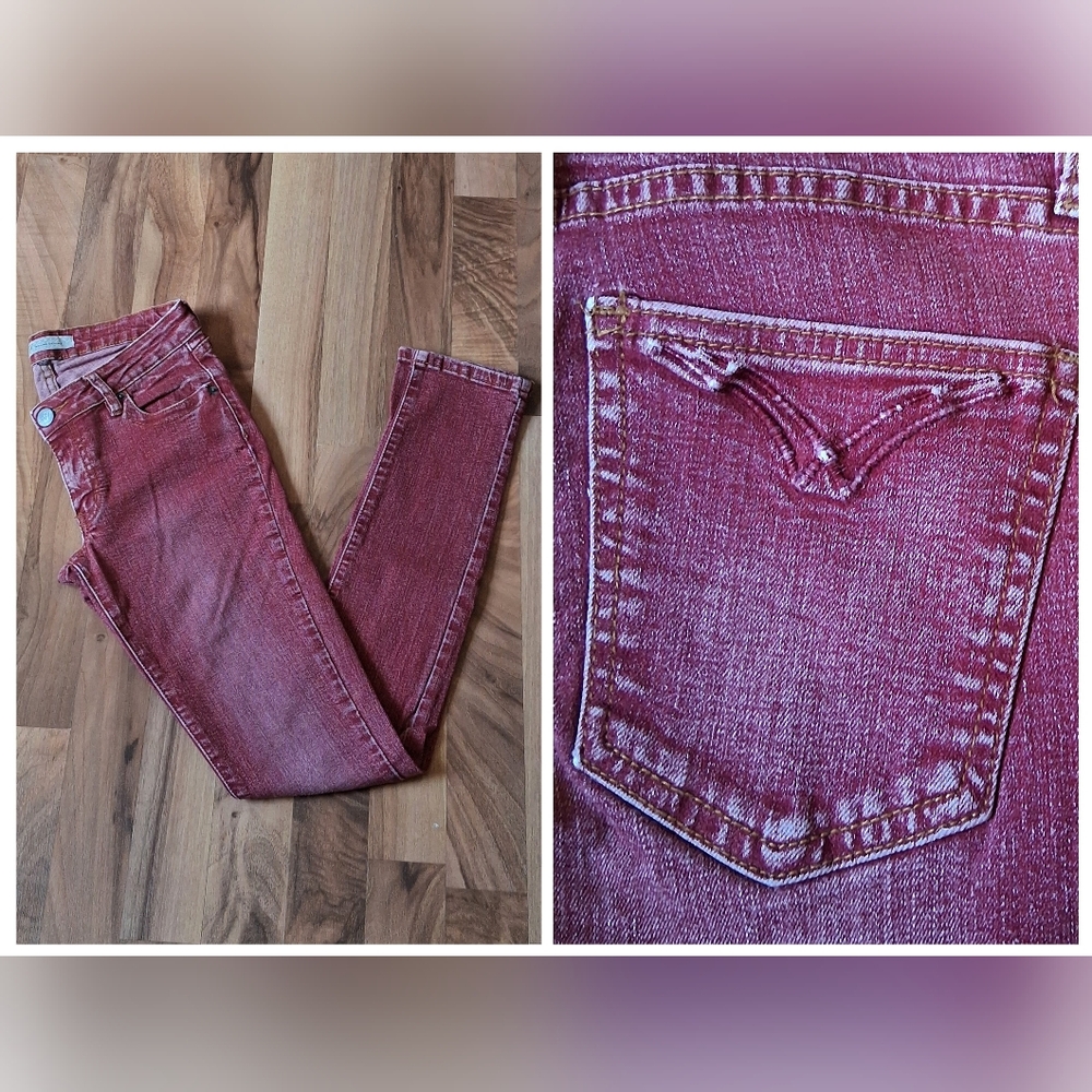 2/$30 Boho Skinny Jeans In Maroon Wash